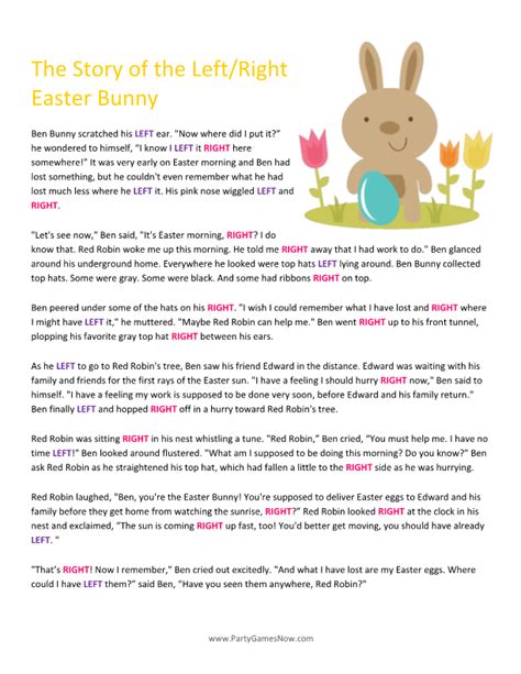 left right easter bunny story